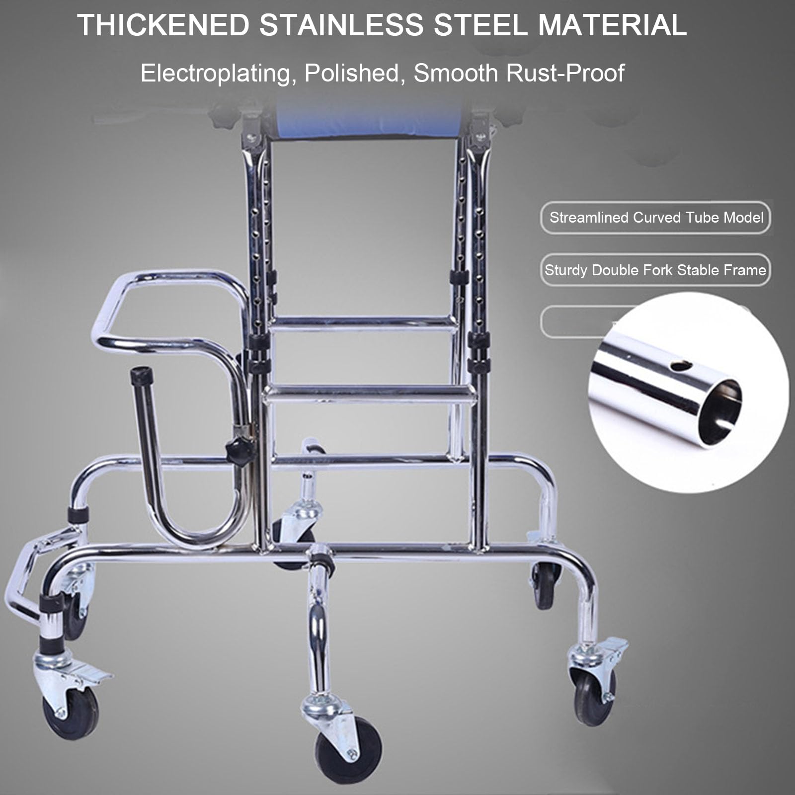 Ayudas para Caminar para Personas Discapacitadas, Andadores Vertical Portátil para Niños con Parálisis Cerebral Y Discapacidad, Andador Móvil De Altura Y Ancho Ajustable con 6 Ruedas