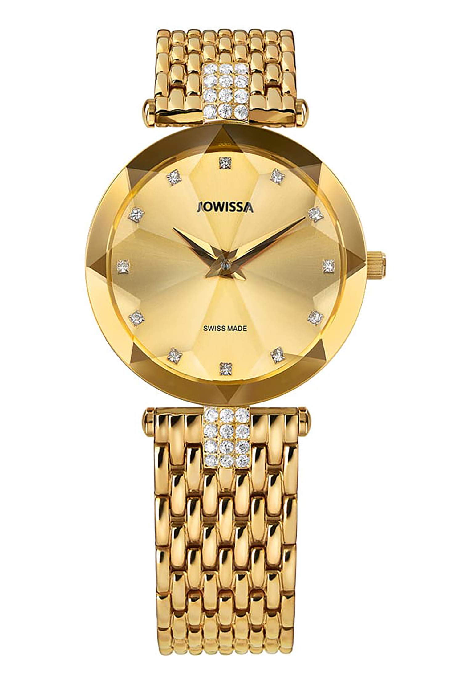 Gold Facet Rhinestone Swiss Women's Watch J5.629.M