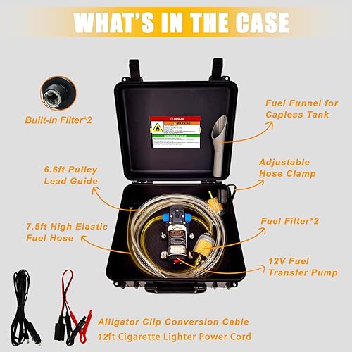 Miniatura 9 de Kit de bomba de transferencia de combustible de 12 V, con tubo de combustible de alta elasticidad y 2 cables de alimentación, mueve hasta 120