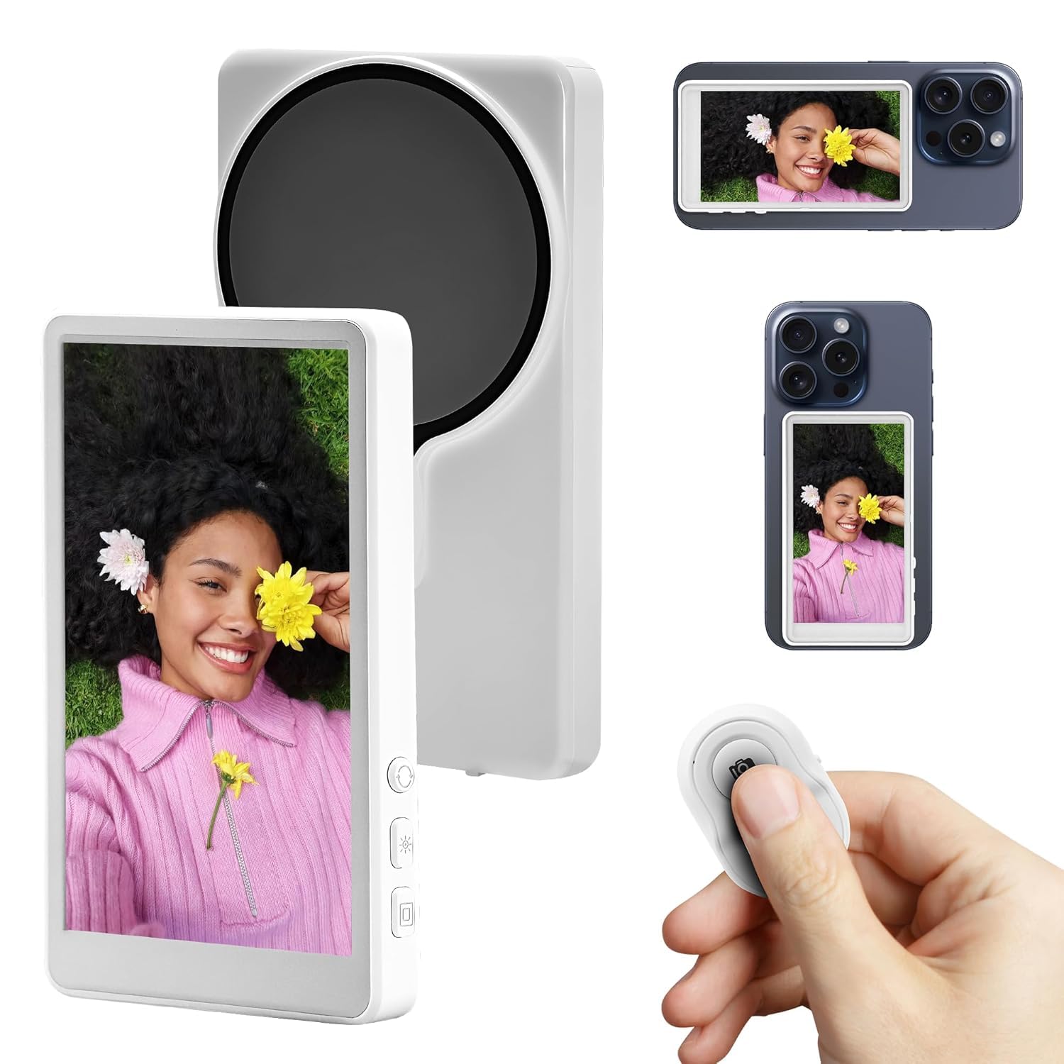 Phone Vlog Selfie Monitor Screen,Magnetic Wireless Connection with Remote Control Compatible with iPhone & Android, Using Phone Rear Camera for Selfie Vlog Live Stream-picture-32