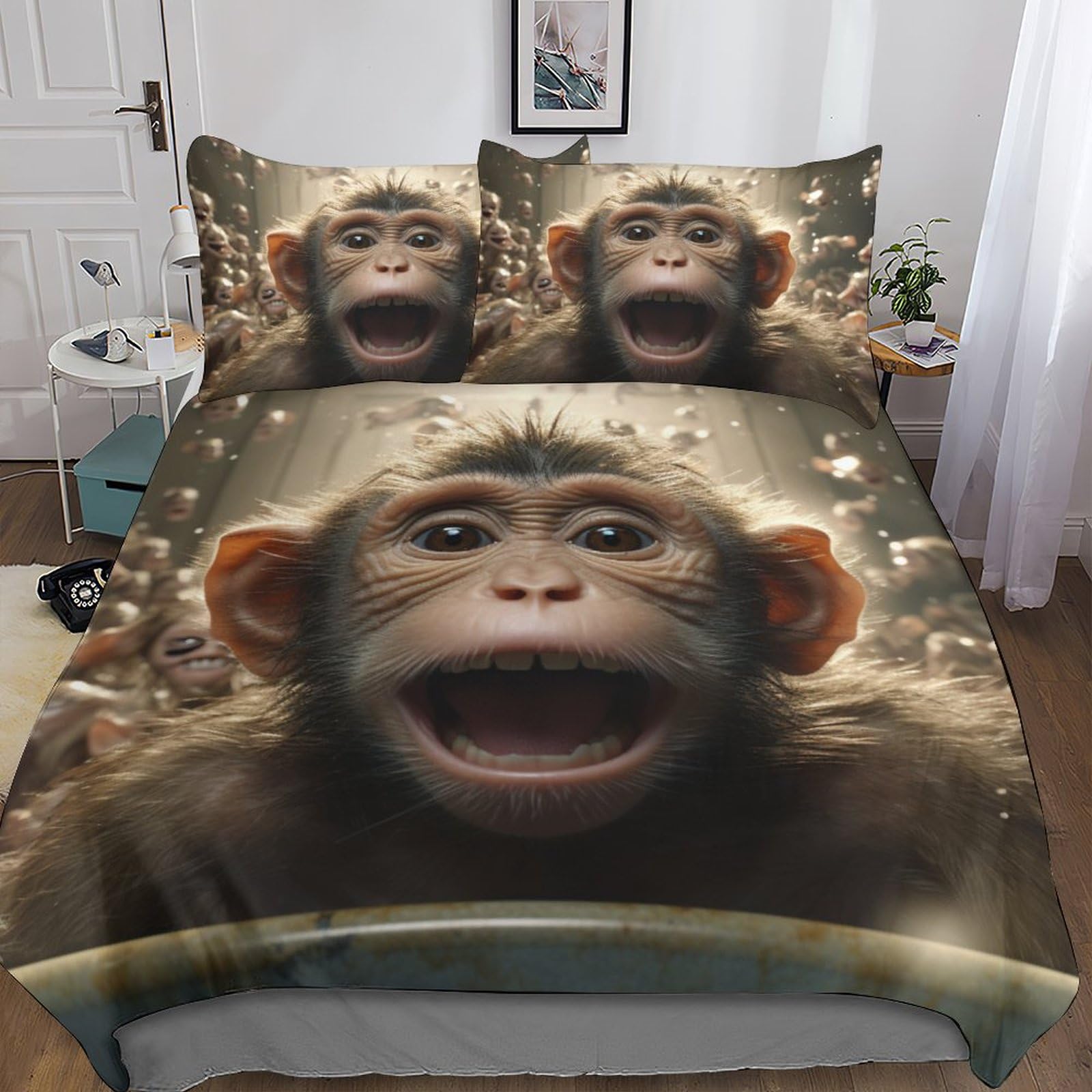 Housse de couette motif singe mignon SCOOVY idée cadeau literie