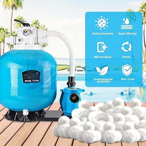 Miniatura 5 de Anyangjia Bolas de filtro de piscina, bolas de filtro de fibra ecológicas reutilizables de 1.5 libras, reemplazan el filtro de arena para filtros de
