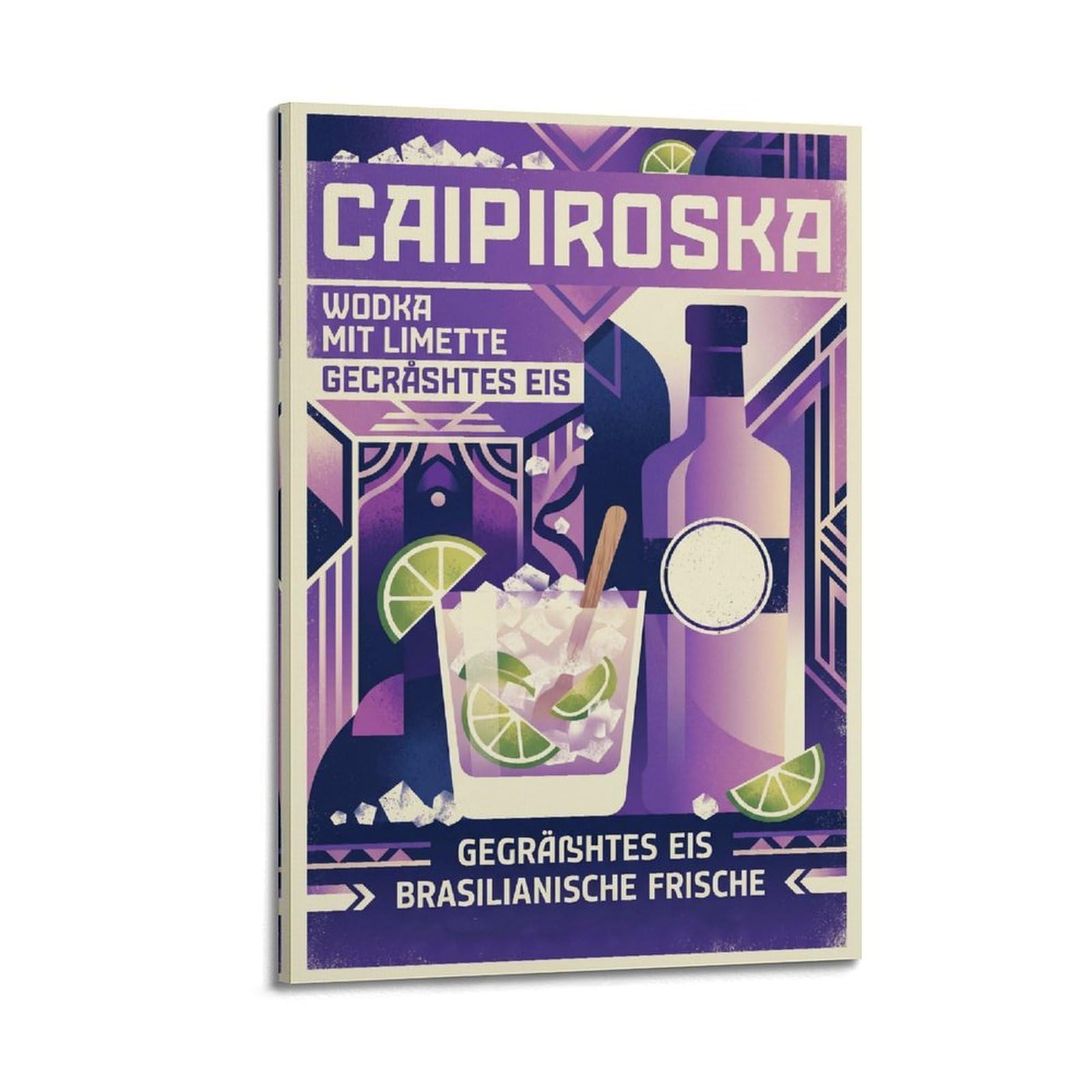 Xkuga Boys Frame-Style Caipiroska Lime Vodka Cocktail Poster Recipe Menu Mixology Modern Decorative Canvas Prints - Ideal Wall Art For Family, Man Cave, Game Room, & Girls Bedroom 20X30inch(50X75cm)