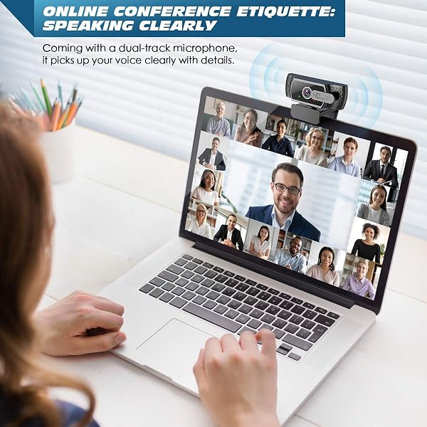 YIMONA Webcam for PC with Microphone - 1080P FHD Webcam with Privacy Cover, Plug and Play USB Web Camera for Desktop & Laptop - 2