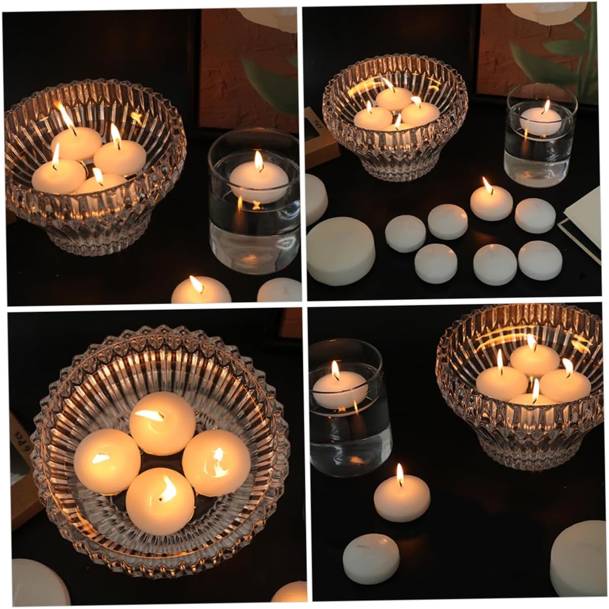 Floating Wedding Candles 6pcs Unscented Tealight Votive Candles 4.5x2.5cm Small Size for Romantic Dinner Party Pool Reception Decor