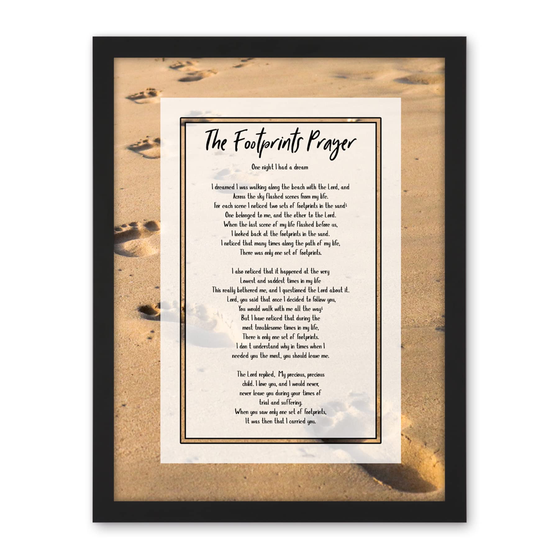 Artery8 Jesus Lord Footprints In The Sand Poem Inspirational Artwork Framed Wall Art Print 18X24 Inch