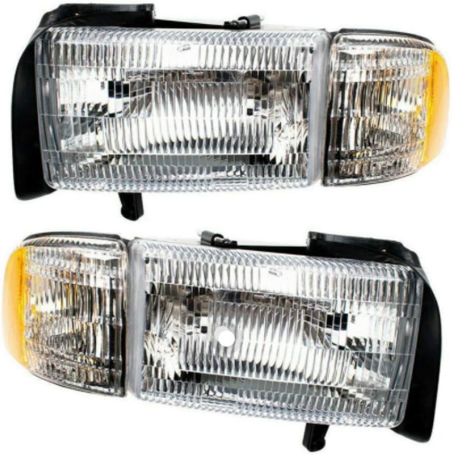 CarLights360: For 1994-2002 Dodge Ram 1500 Headlight Assembly Driver and Passenger Side w/Bulbs | DOT Certified | Replaces CH2503101 CH2502101