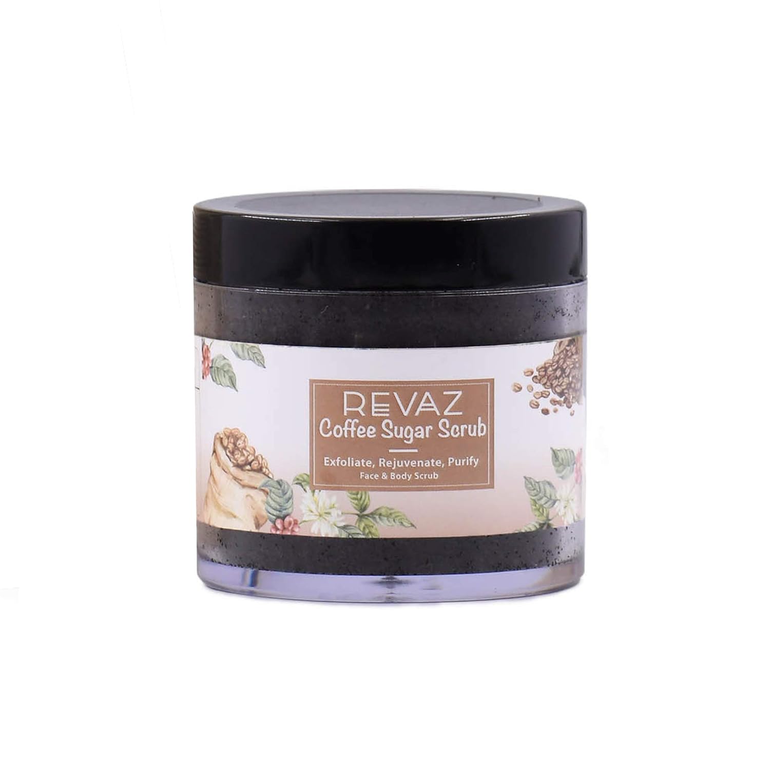 REVAZ Organic Coffee Sugar Face and Body Scrub Exfoliate, Rejuvenate and Purify