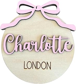 Personalized 3D Baby Girl Announcement Name Sign with Bow – Custom Newborn Hospital Photo Prop - Baby Shower (Name Sign)