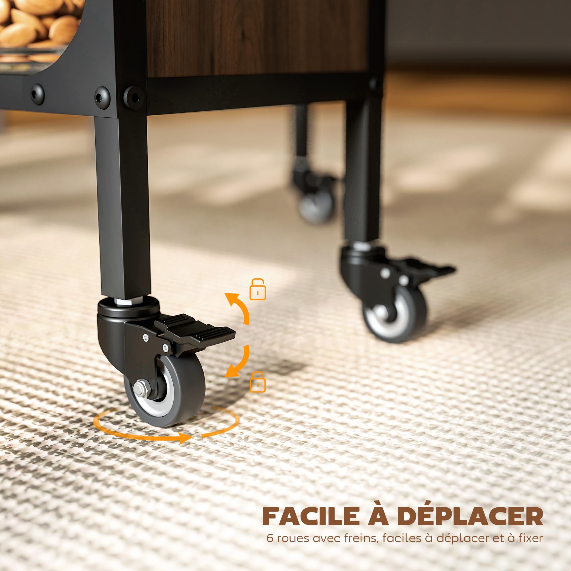 HOMCOM Table à Manger Pliante sur roulettes, Table de Cuisine pour 6 Personnes avec 2 abattants et étagère intégrée, pour Petits espaces, Salle à Manger, 130 x 80 x 74 cm, Marron
