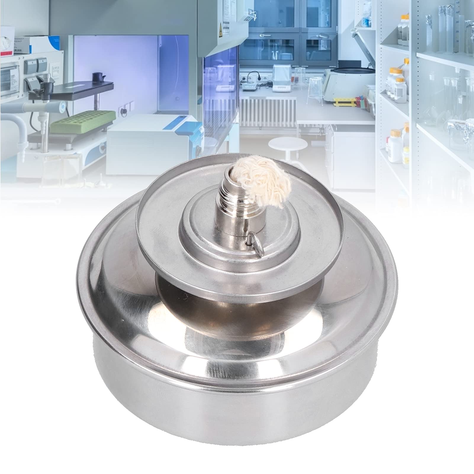 Lámpara de Quemador de Alcohol, 100ml Acero Inoxidable Espesado Lámpara de Alcohol con Cubierta de Mecha Y Cubierta de Lámpara a Prueba de Explosiones Mechero Bunsen Equipo de Laboratorio Quimica