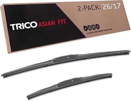 TRICO Solutions Asian Fit - Paquete de 2 limpiaparabrisas de repuesto para automóviles de alto rendimiento de 26 y 17 pulgadas, para modelos