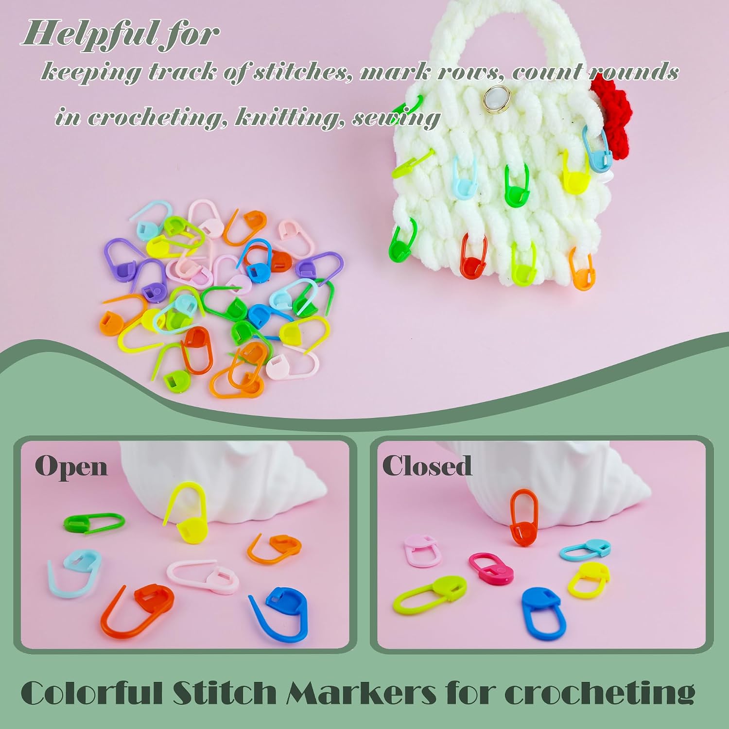 DeliaVo 100Pcs Stitch Markers for Crocheting and 9Pcs Yarn Needles Kit