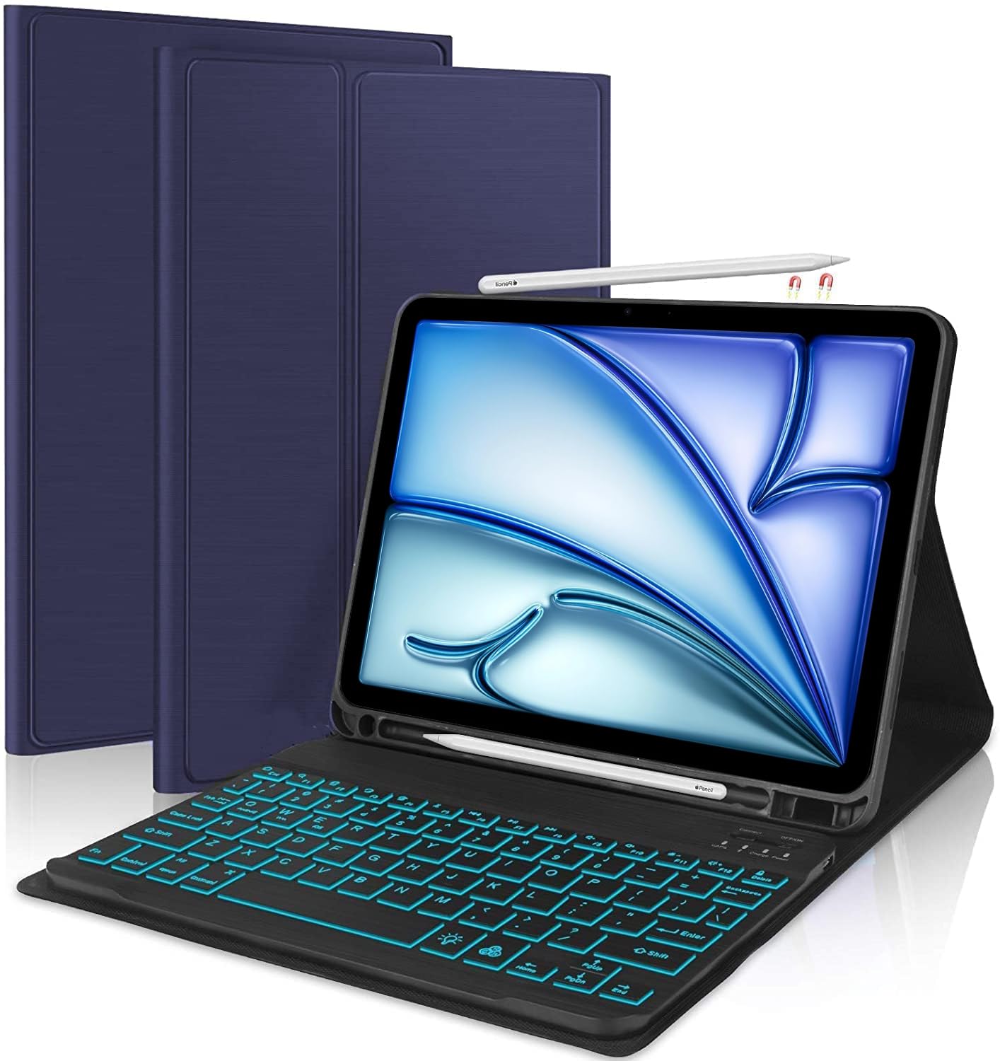 ProElite Keyboard case for Apple iPad Air 13 2024 & iPad pro 12.9 5th/6th Gen with Pencil Holder, Magnetic Detachable Wireless Bluetooth Keyboard Built-in 7-Colors Backlit, Dark Blue (B0D8QC2MB3) Amazon Price History, Amazon Price Tracker