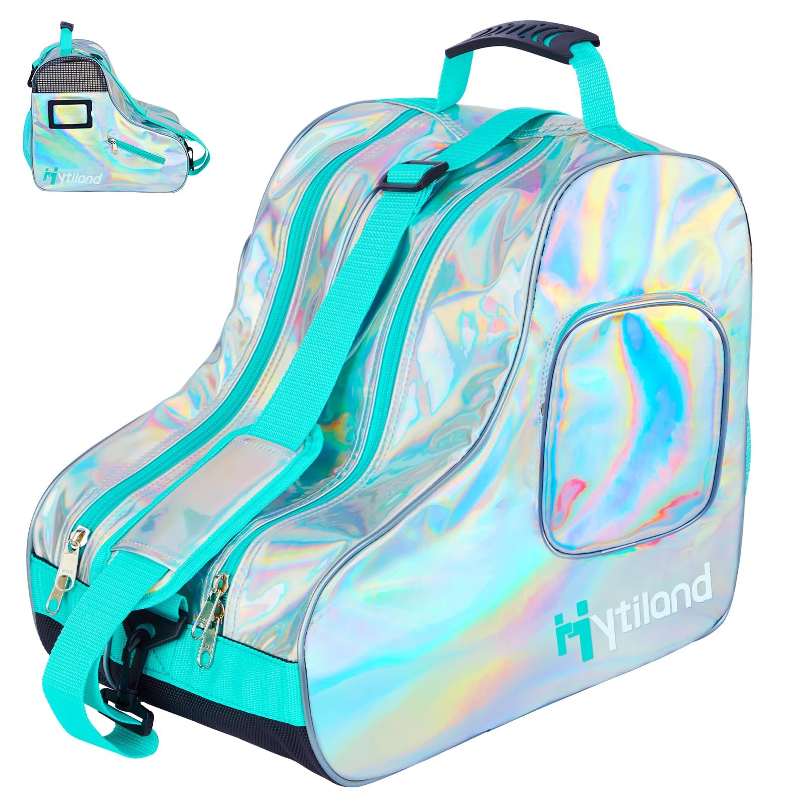 Hytiland Roller Skate Bag for Inline Skates Ice Skates and Figure Skating Stylish Plain Holographic Fashion Design Spacious Big Capacity Breathable