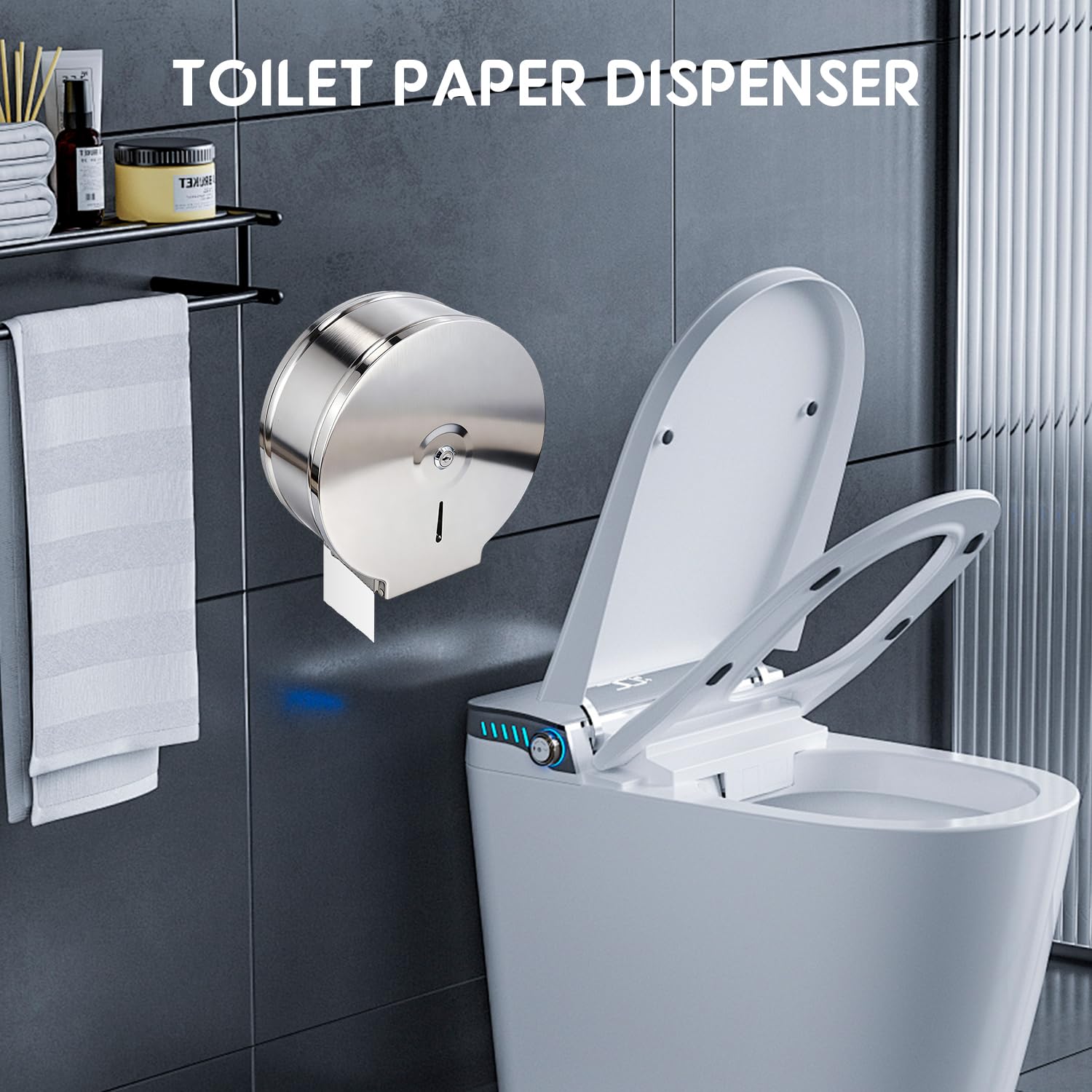 Tissting 2 Stück Jumbo Toilettenpapierspender Edelstahl 9 Zoll Rolle mit 4 Schlüssel, Kommerzieller Rollen Toilettenpapierhalter Wandhalterung Papierhandtuchspender Silber