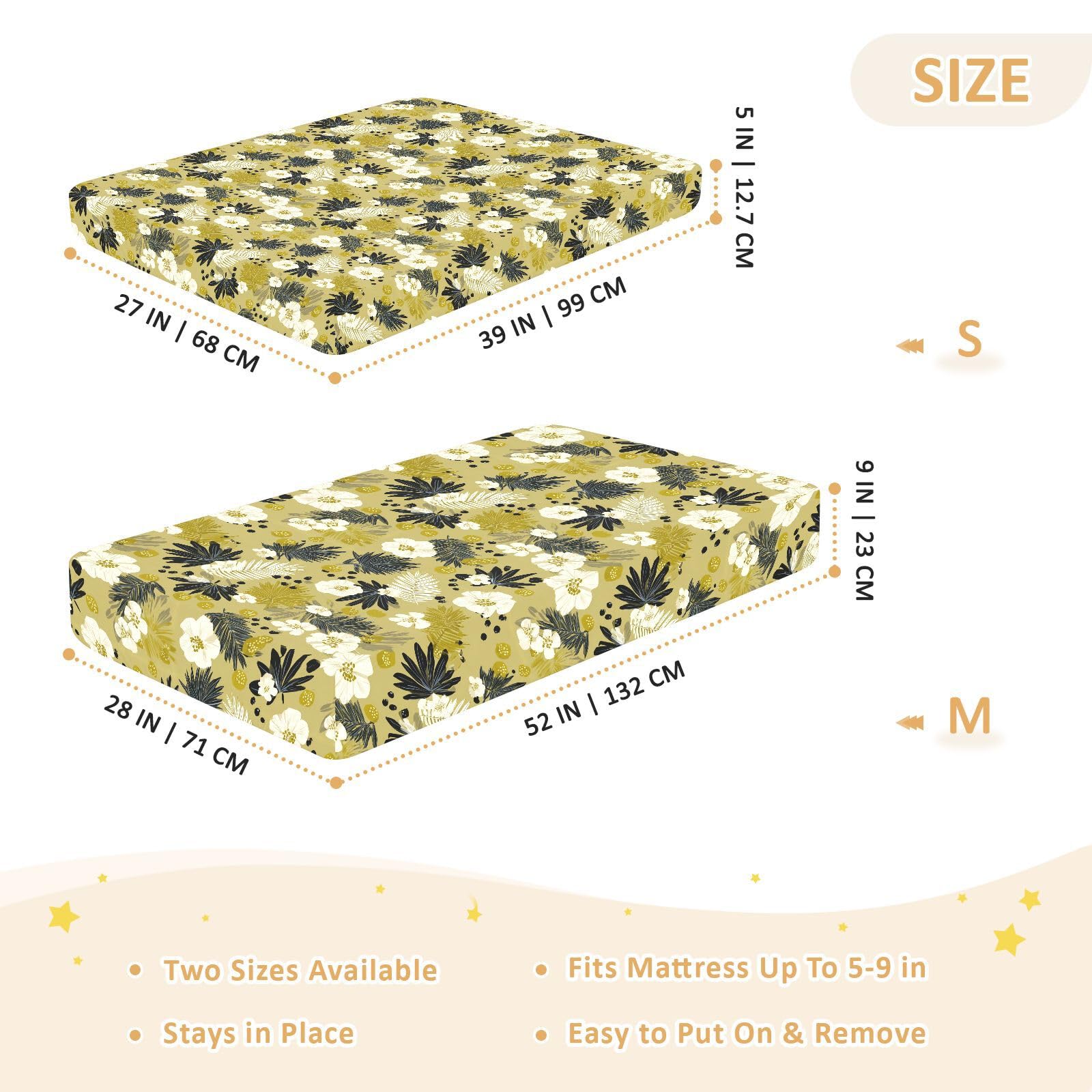 Sábanas de algodón para cuna de bebé, cómodas y transpirables, con diseño de flores de selva, para decoración de guardería, 1 paquete de 52 x 28 pulgadas