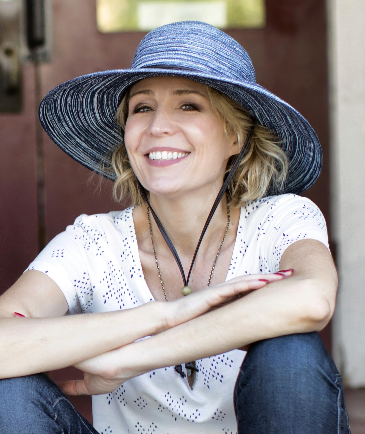 Wide Brim Braided Sun Hat with Wind Lanyard UPF 50+ Sloggers Women\ main image 2