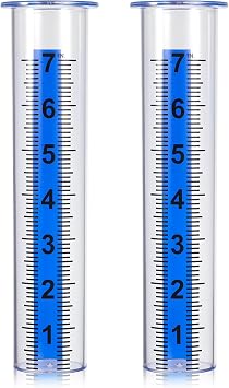 Happyyami 2 Pack Rain Gauge Replacement Tubes Precise Outdoor Plastic Rain Meter for Lawn Garden Yard Transparent 8.46 Inch Water Gauge Tube Set