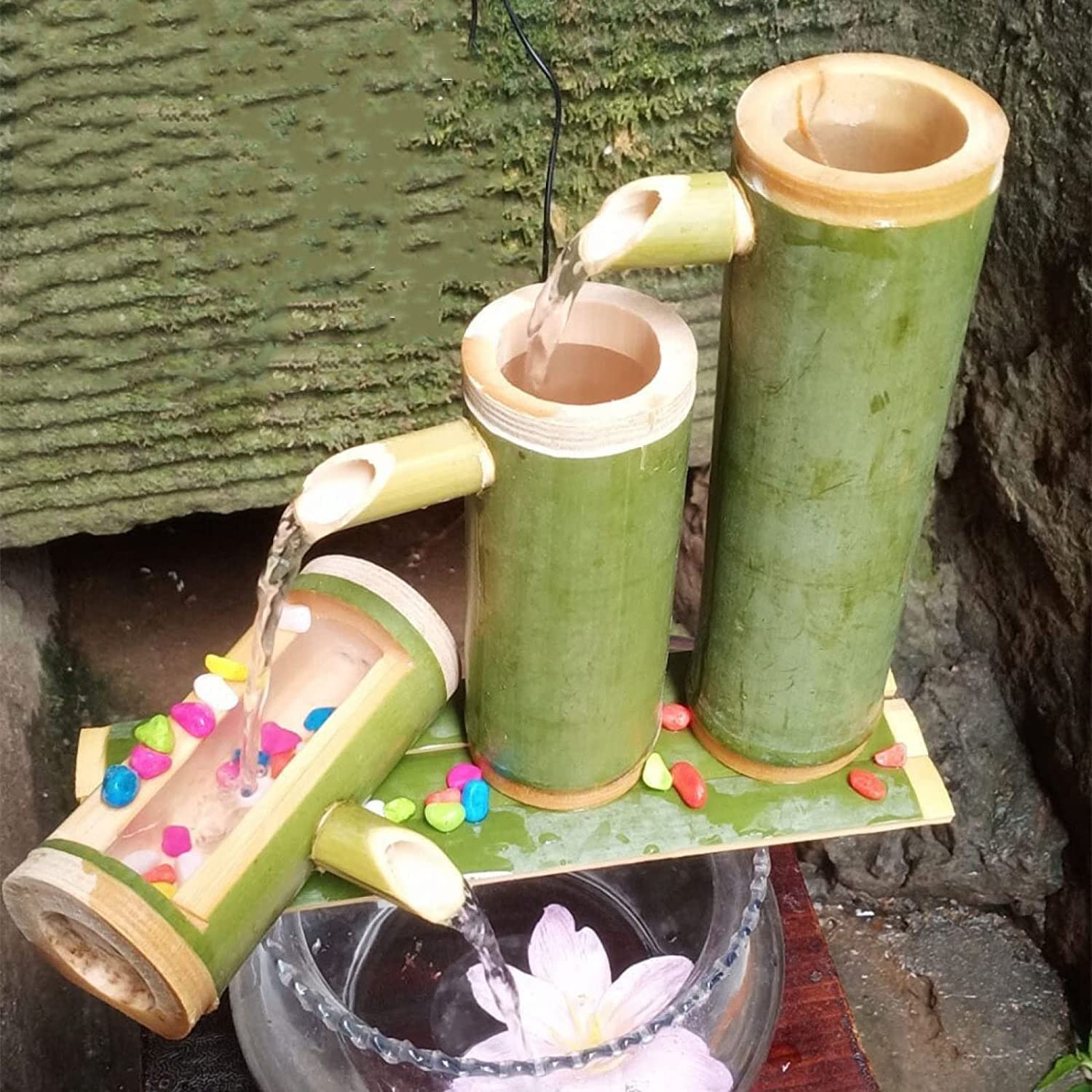 Ljykbfl Bamboo Fountain Kit,Bamboo Water Fountain With Pump,Indoor/Outdoor Water Features For The Garden,Zen Garden Fountain,50Cm (45Cm)