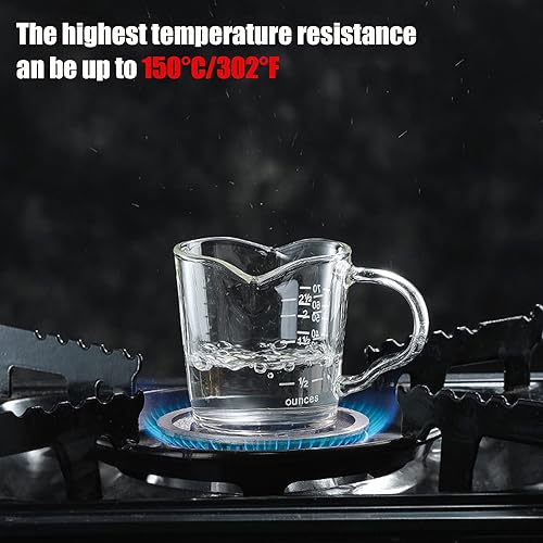 Miniatura 6 de Taza medidora de café expreso, 2.5 onzas, doble boquilla, vidrio transparente, resistente al calor, taza de leche con asa para leche, café expreso,