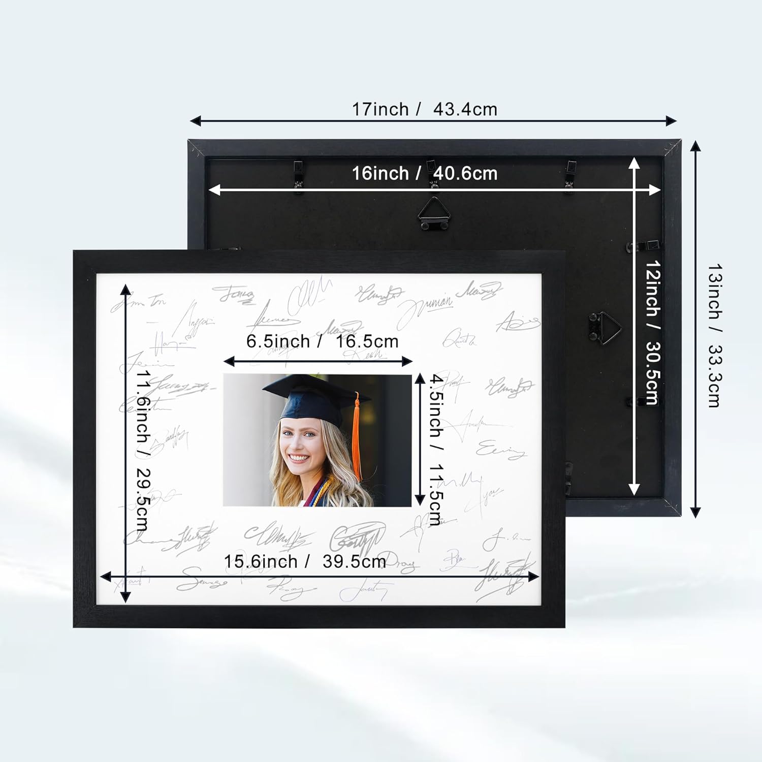GarduationMall 12x16 Signature Picture Frame Holds 5x7 Photo with White Mat for Wedding Graduation | Wall or Tabletop Display
