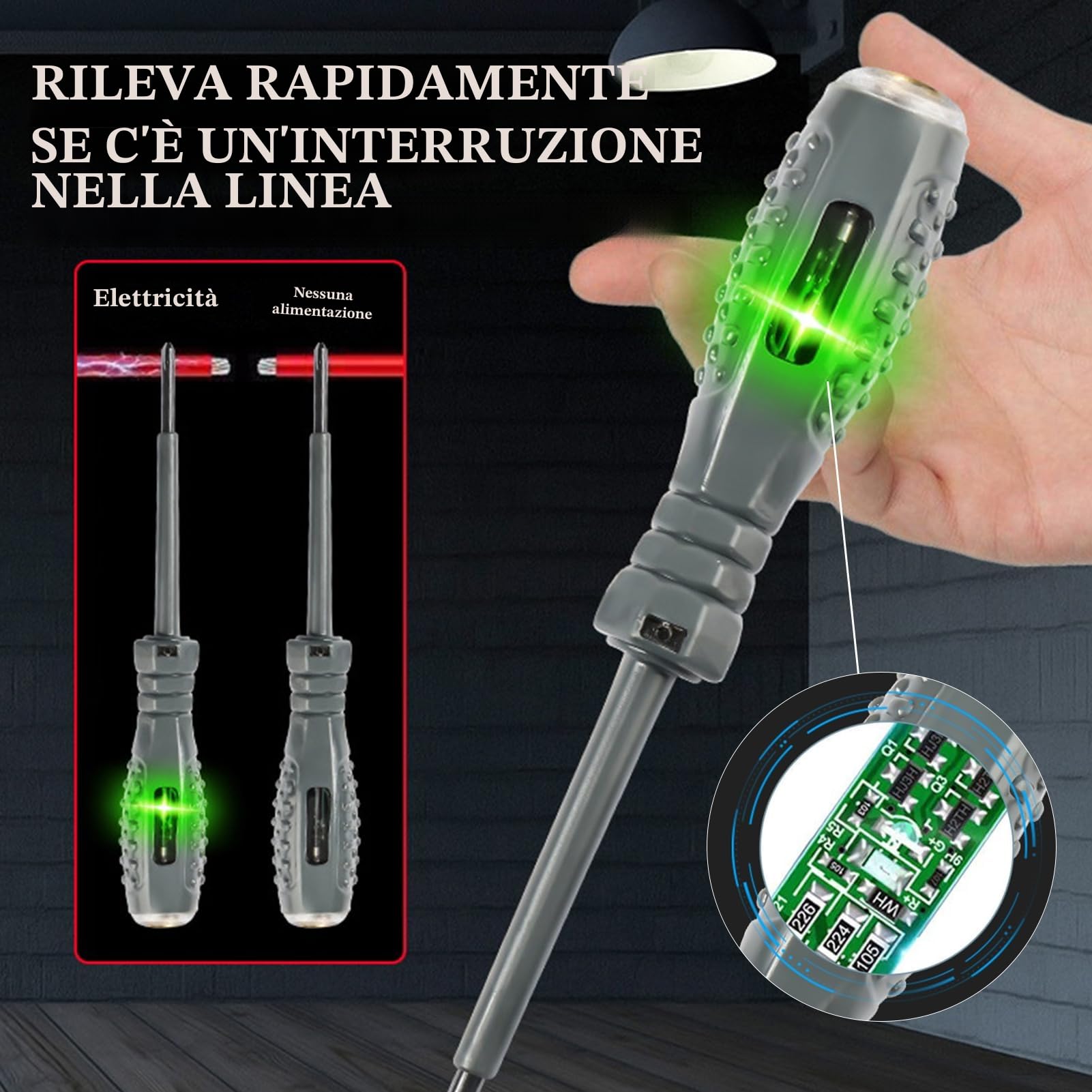 Cacciavite Cercafase,Cacciavite Tester di Tensione 24-250 V,Magnetico 2 in 1 ad Alta Coppia,Giravite Tester,Set Cacciavite Rilevatore Tensione Penna