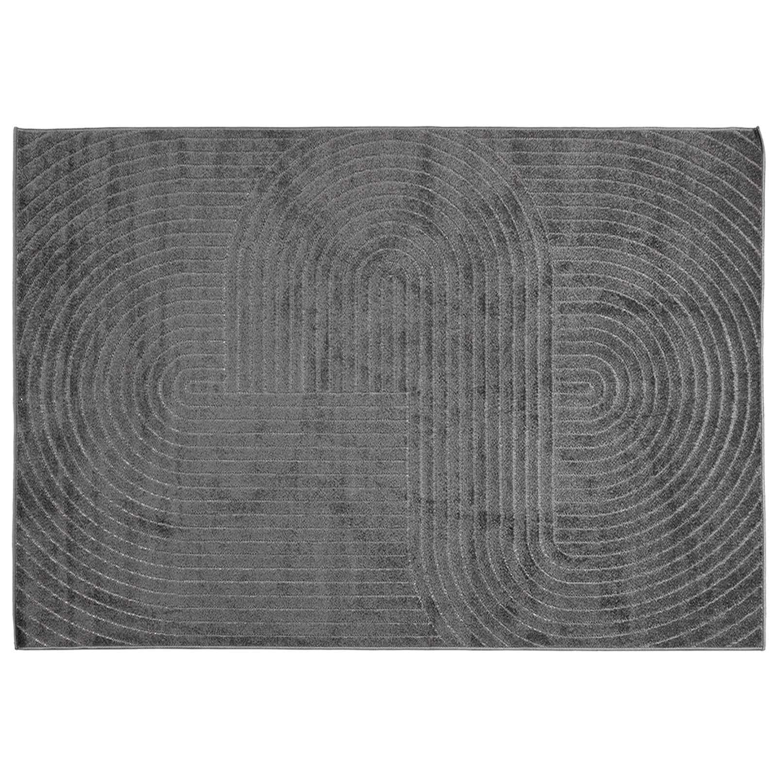 Tapis grand format 280 x 200 cm robuste lavable anthracite pour chambre et balcon