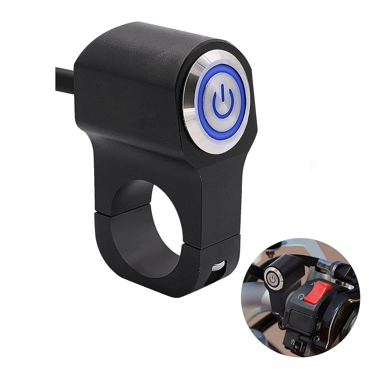 Miwings Handlebar On-Off Single Push Switch Button Blue Light ...