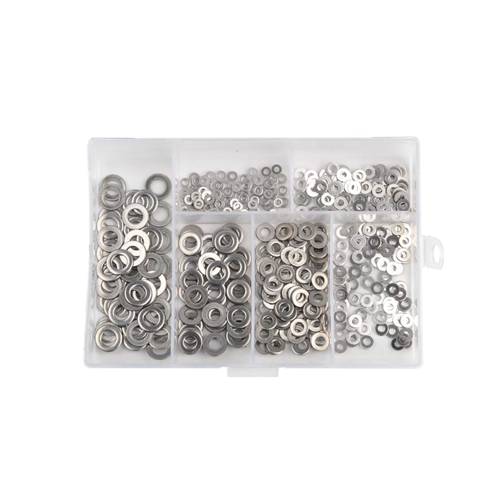 ❀Metallscheiben, flache Unterlegscheiben, metrisches Sortimentsset M3/M4/M5/M6/M8/M10, 500/105 Stück, (Farbe: 105 Stück ohne Box) (Farbe: 105 Stück ohne Box) (Größe: 500 Stück mit Box) ( Color : One C