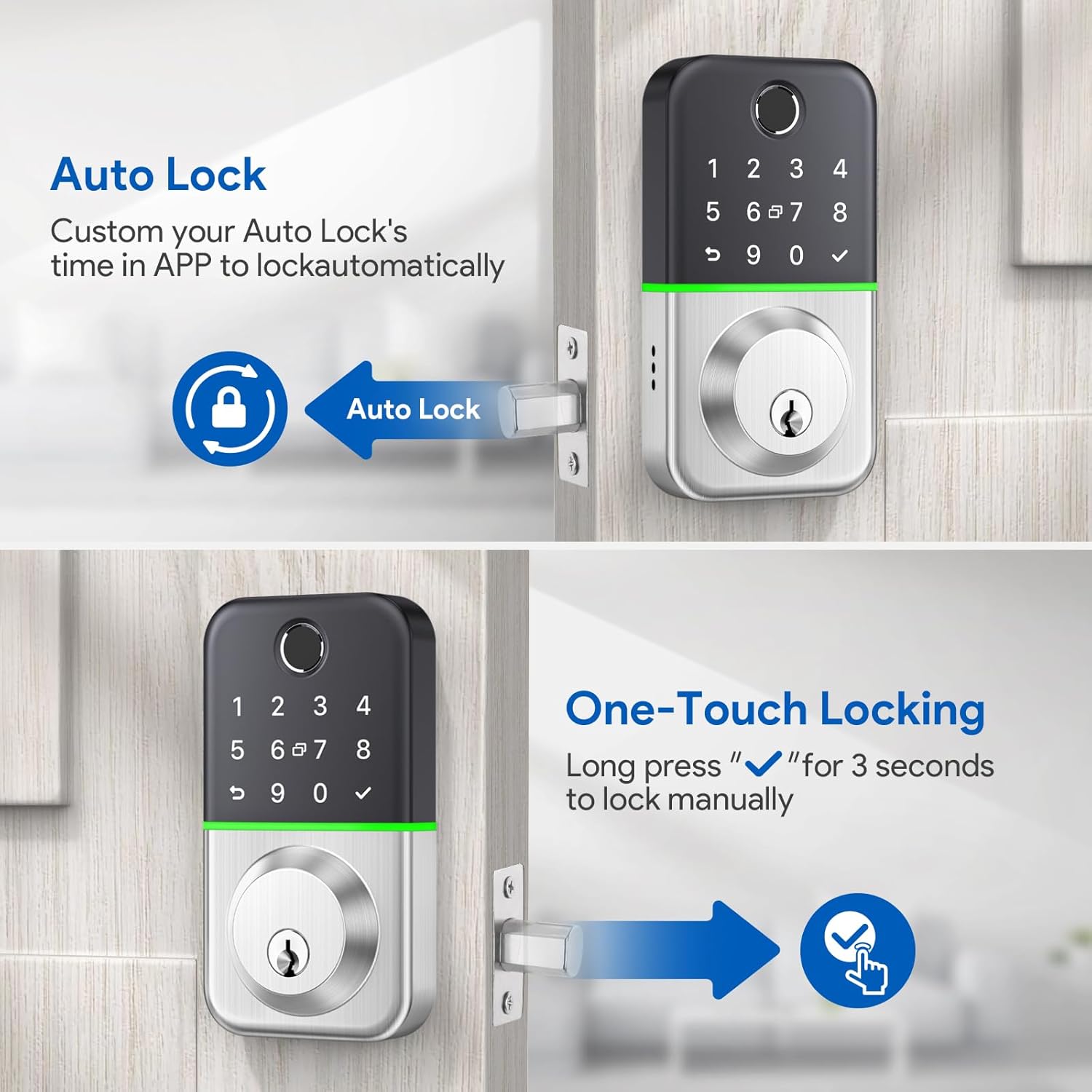 Smart Keypad Deadbolt - Waterproof Keyless Entry Door Lock with Fingerprint  Code Access - App Controlled