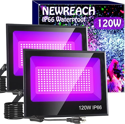 NEWREACH Luz de inundación de luz negra de 120 W, luz negra LED impermeable para fiesta brillante al aire libre, Halloween, cumpleaños, baile, disponible en Yaxa Venezuela