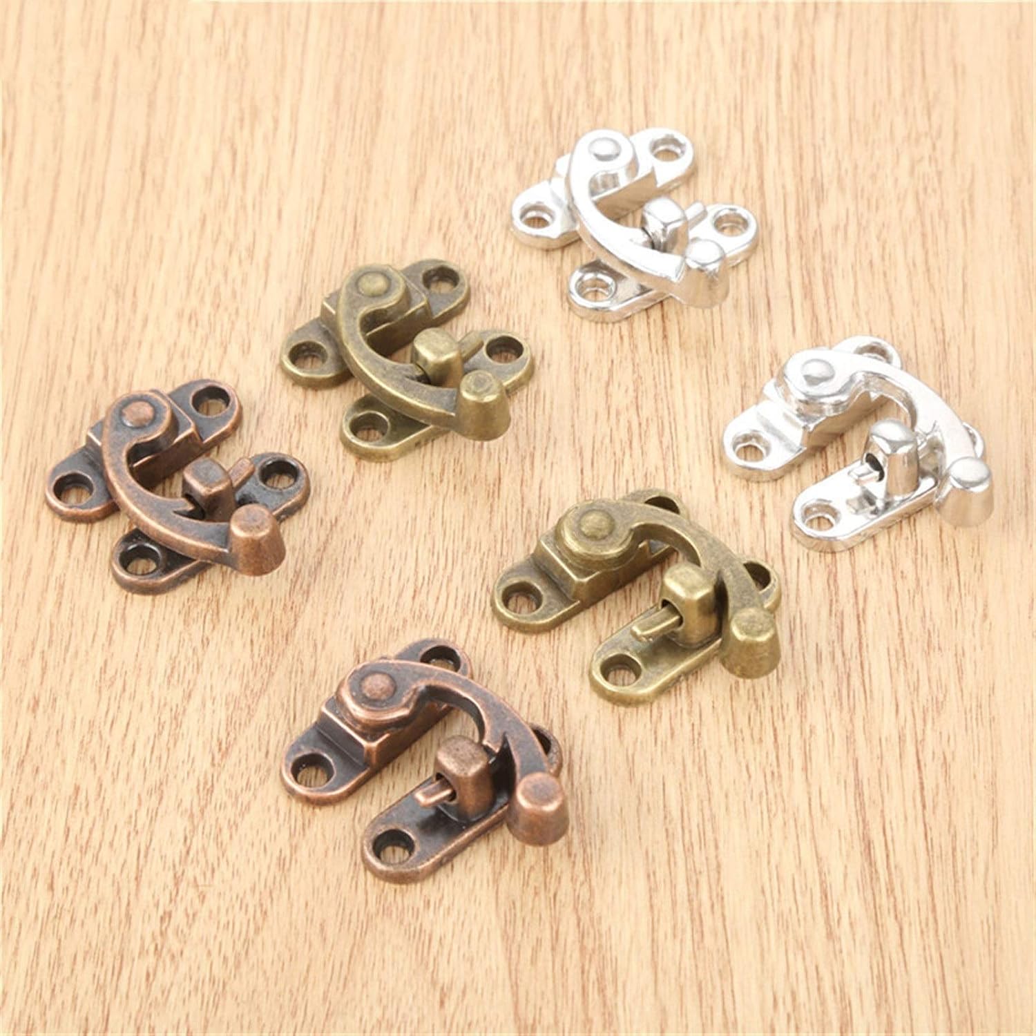 Chinese Antique Box Buckle,Antique Lock Buckle.2pcs 2933mm Antique Iron Padlock Latch Hasp Buckle Horn Catch Clasp Hook Lock for Mini Jewelry Box for Furniture Hardware (Color : E)