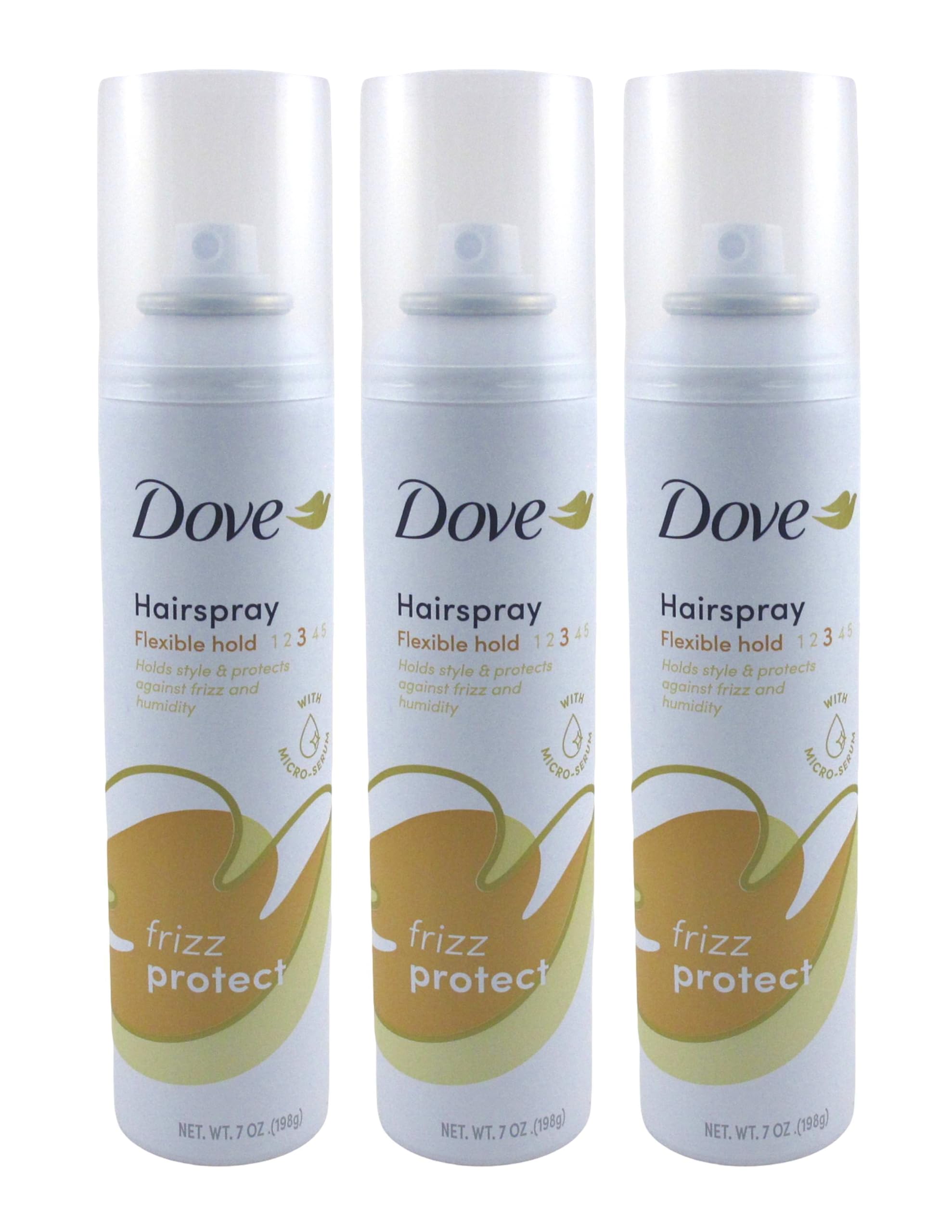 Dove Style + Care Flexible Hold Hairspray, Unscented, 7 oz, 3-Pack