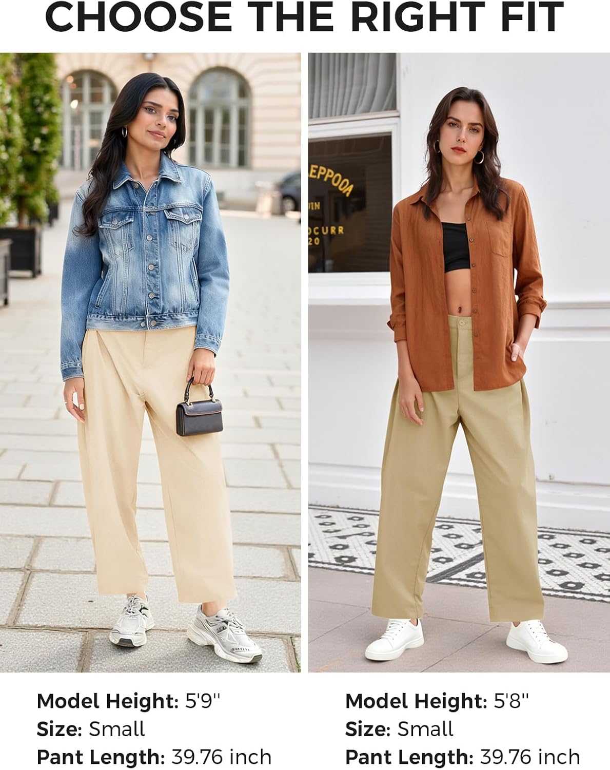 Fisoew Barrel Pants Women Casual Wide Leg Baggy Pants Side Pleated Horseshoe Style Trousers with Pockets - Image 5