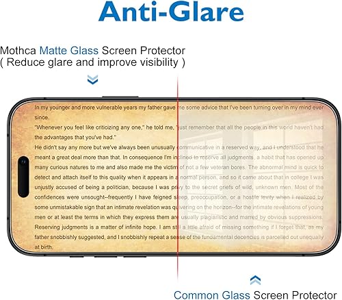 Miniatura 6 de Mothca Protector de pantalla de vidrio mate para iPhone 16 Plus/iPhone 15 Plus (6.7 pulgadas), película de vidrio templado antirreflejos y