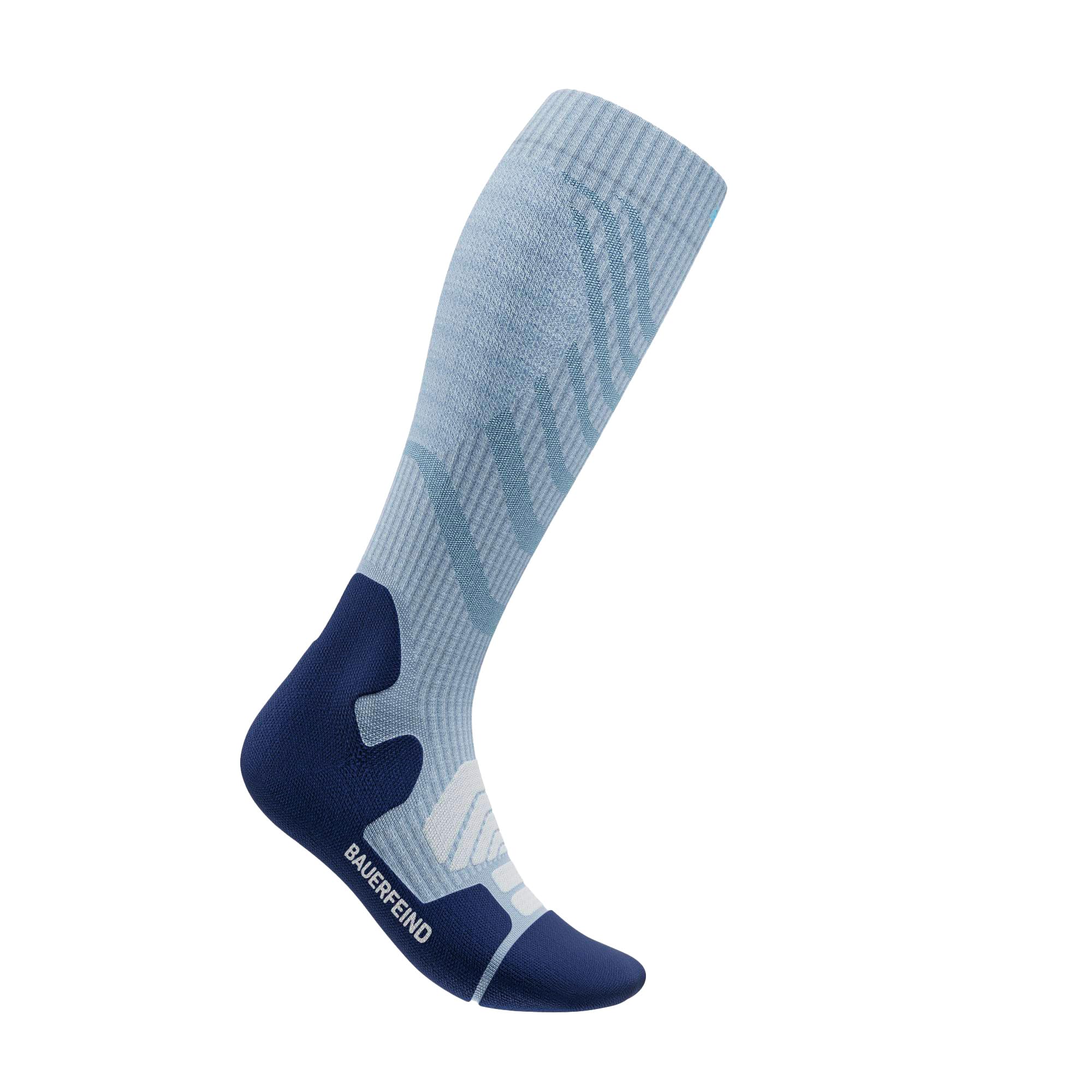 Bauerfeind Calzini da trekking Outdoor Performance Mid Cut Socks, per attività all'aria aperta, come trekking, hiking, 1 paio di calzini sportivi in lana (merino), Celeste., 43-46