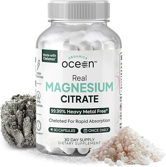 Organics Ocean Real Magnesium Citrate - High Absorption Magnesium Supplement - Chelated Magnesium to Support Energy, Relaxation, and Regularity Organics Ocean Real Magnesium Citrate - High Absorption Magnesium Supplement - Chelated Magnesium to Support Energy, Relaxation, and Regularity