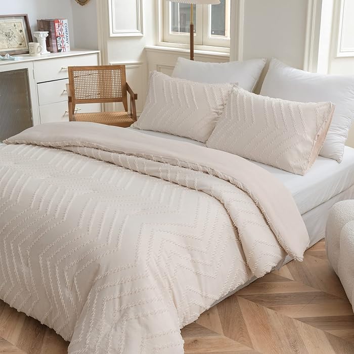 Buy SLEEPBELLA Queen Comforter Set, Cream Chevron Tufted Design