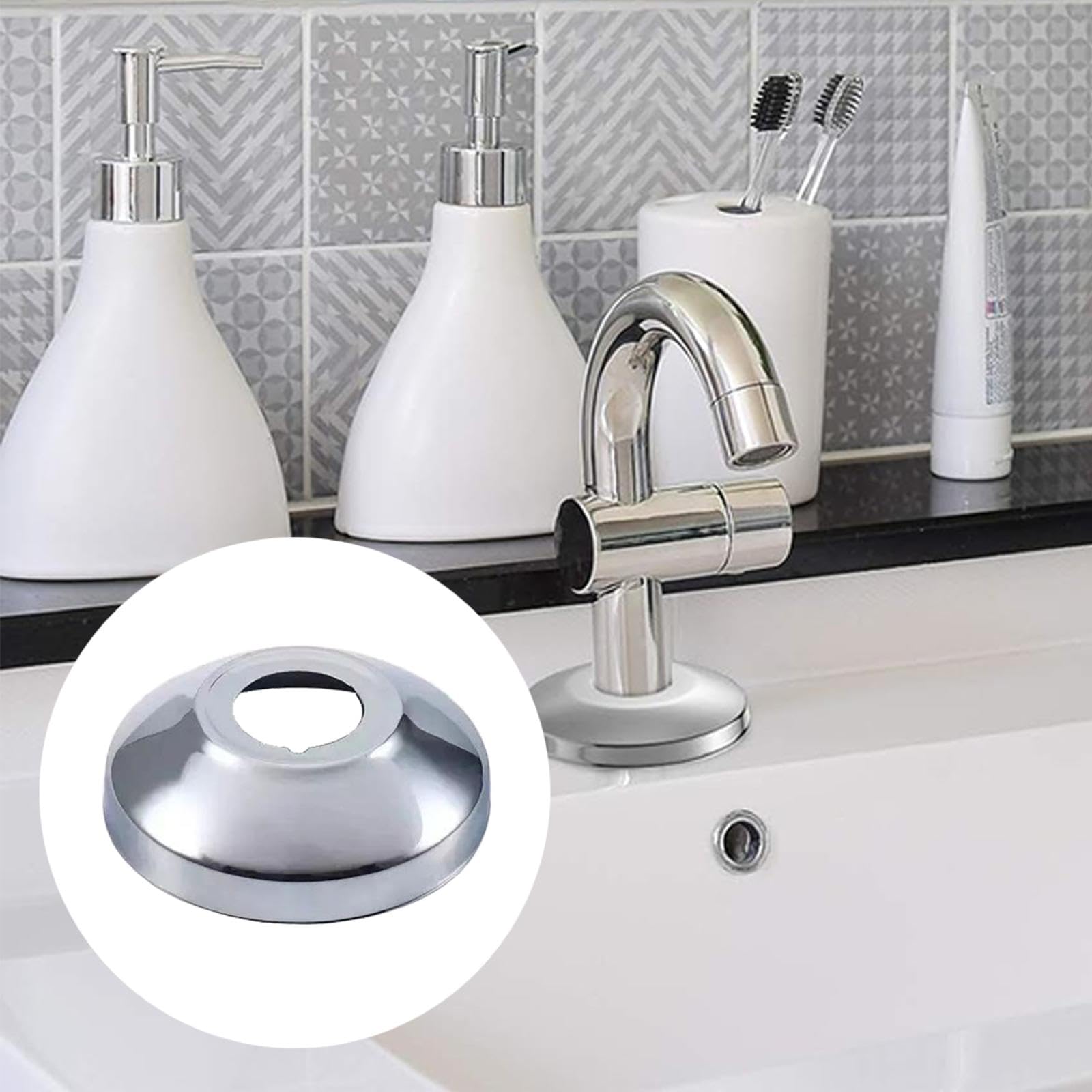 2 pezzi rosette in acciaio inox, piastre di copertura per rubinetti doccia, accessori decorativi per rubinetti, coperture flangia per lavelli e lavandini