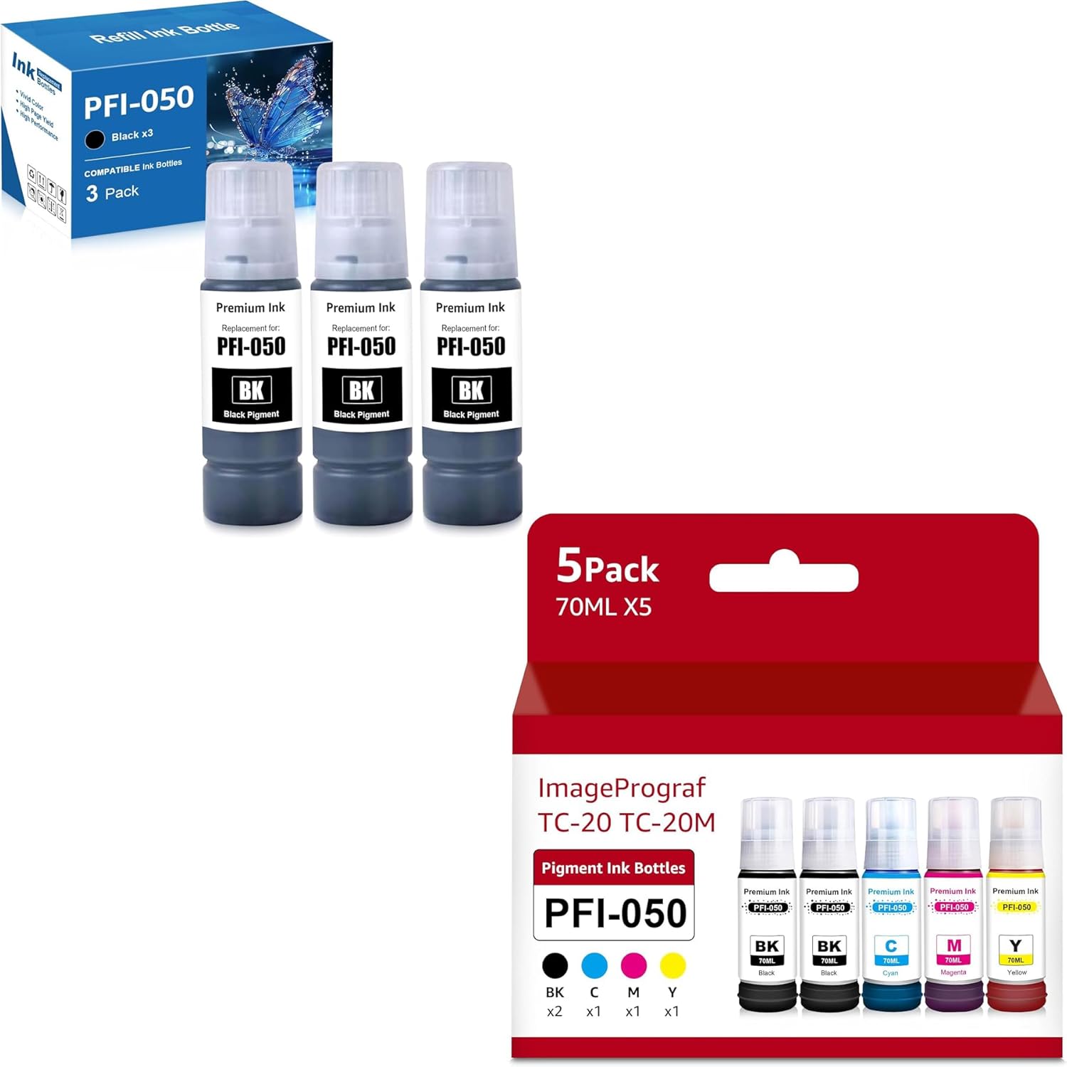 PFI-050 PFI050 Ink Bottle Replacement for Canon PFI 050 PFI-050Y Pigment Ink Refill