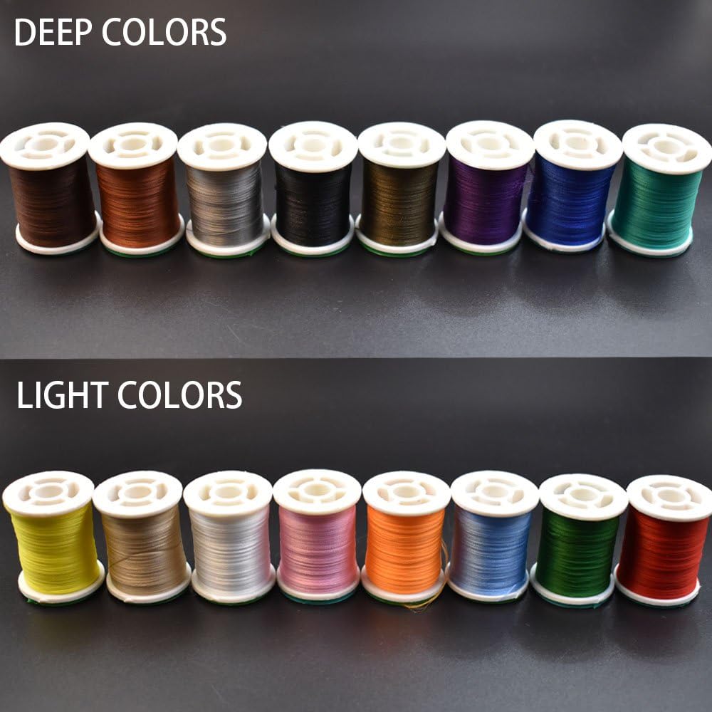 Phecda Sport 16 Colors 150 Derniers Fly Tying Thread Lightly Waxed Multi Filament Yarn Fly Tying Materials (16 Spools Total (8 Light+8 Deep)) : Sports & Outdoors