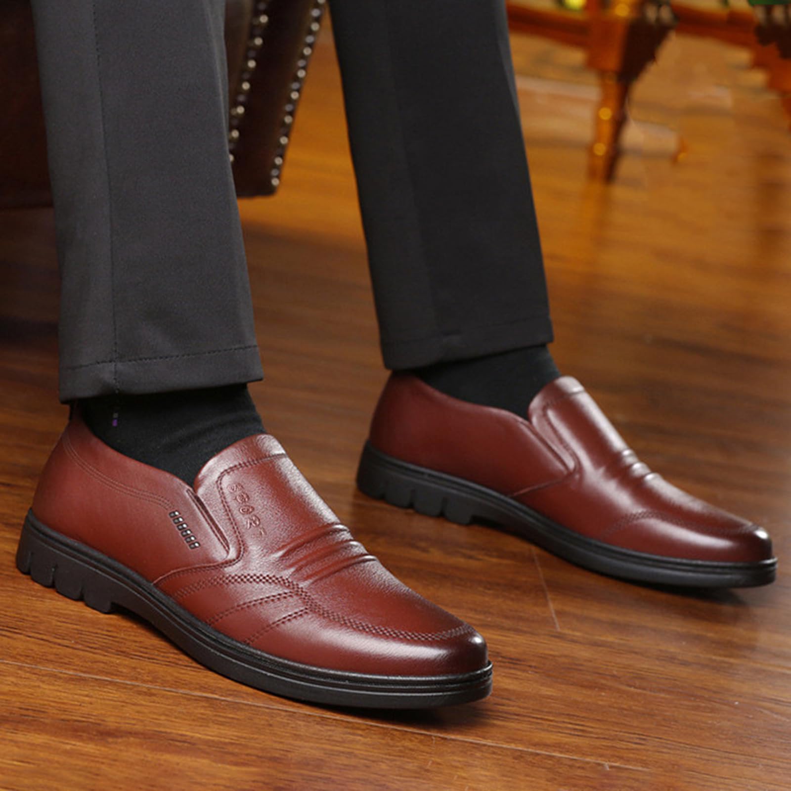 Zapatos Casuales De Cuero Hombre,Zapatos Vestir Hombre Comodos,Zapatos De Vestir CláSico,CóModo De Llevar,Adecuado Tanto para Ocasiones Formales como Informales