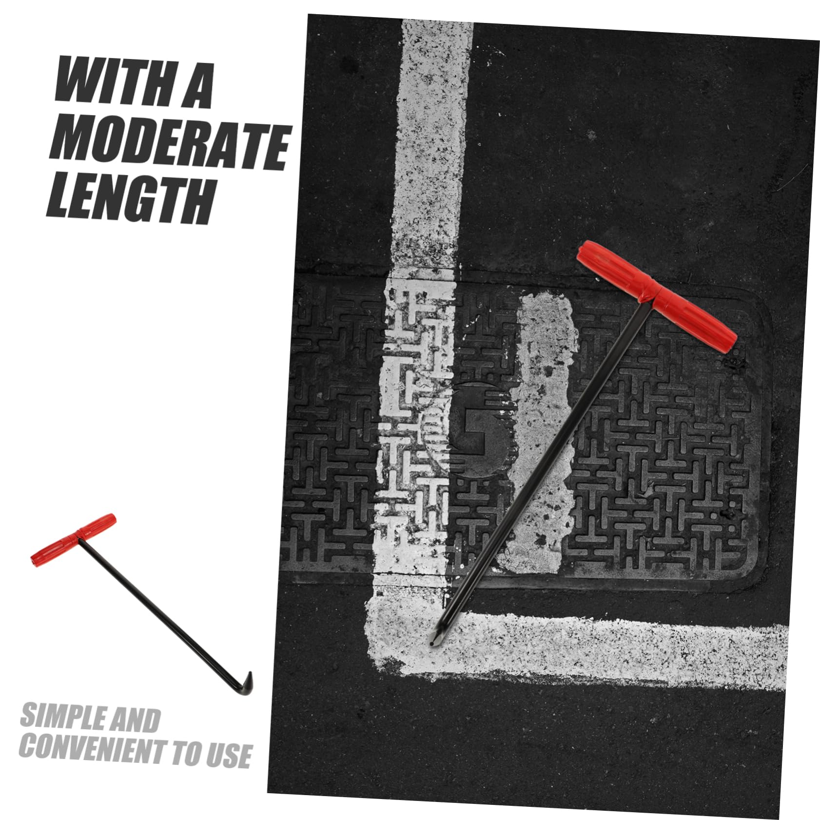 TINEASUR Manhole Cover Hook Pump Hook Manhole Hook Tool Versatile Lifting Hooks Roller Shutter Door Hook Vault Lid Hooks Manhole Lid Key Heavy Duty Lifting Hooks Manhole Lid Hook Iron Black