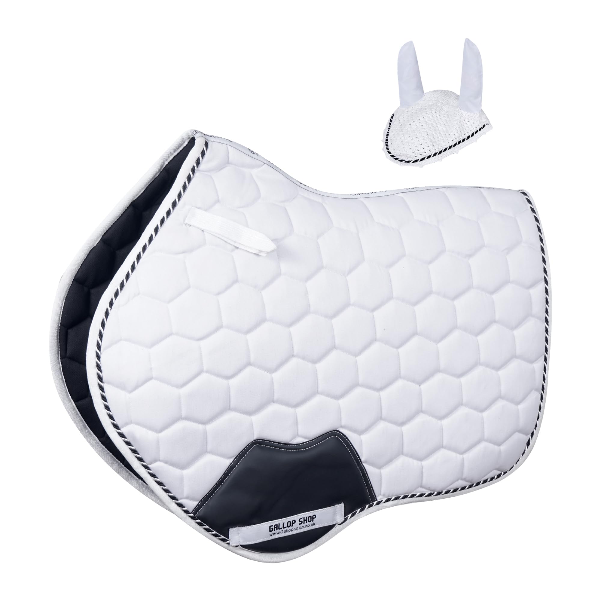 Gallop Shop Close Contact Saddle Pad with Matching Ear Bonnet / Horse Pad / Horse Saddle Pad (White, Full)