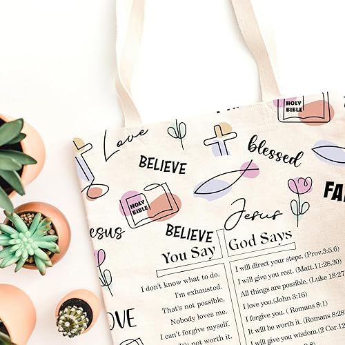 Miniatura 4 de WCGXKO Regalo religioso o cristiano con versículo de memoria Regalo You Say God Says Canvas Tote Bag Reutilizable Bolsa Bolsa de compras