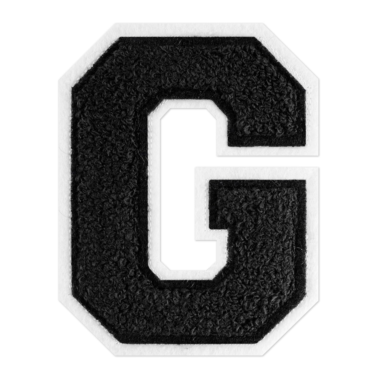 QianSiLi 6.5 Inch Chenille Iron On Letters for Clothes Varsity Letter Patches Embroidered Patch Iron On Patches for Clothing Jacket/Hoodie/Varsity (Black,G)