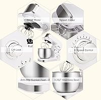 Vista 44 de Kitchen in the box Batidora de pie, pequeña, eléctrica, alimentos, 3.2 cuartos de galón, 6 velocidades, ligera y portátil, uso diario, batidor