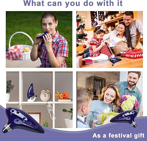 Miniatura 6 de Silunkia Zelda Ocarina 12 hoyos tono alto C con pantalla de libro de canciones (azul)