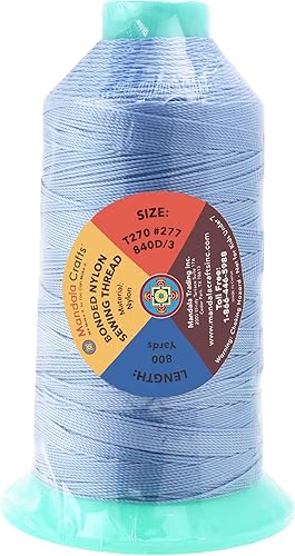 Miniatura 1032 de Mandala Crafts Hilos de coser resistentes de nailon consolidado, hilo para tejer jeans de cuero, hilos de tapicería marina al aire libre, Beige